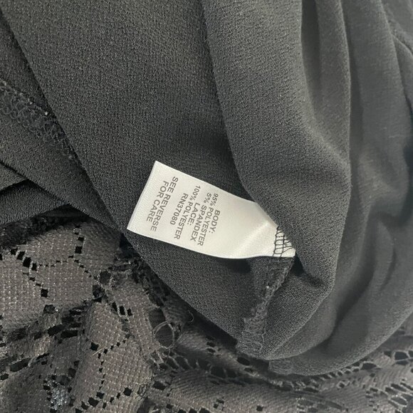 CATO Black Lace Arms Blouse Long Sleeve Womens Plus 26/28 Polyester/Spandex - Picture 6 of 6